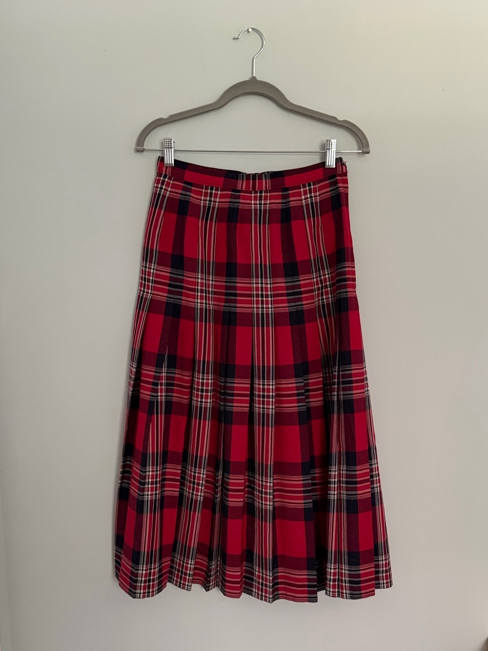 Pendleton Red Plaid Wool Midi Skirt Vintage